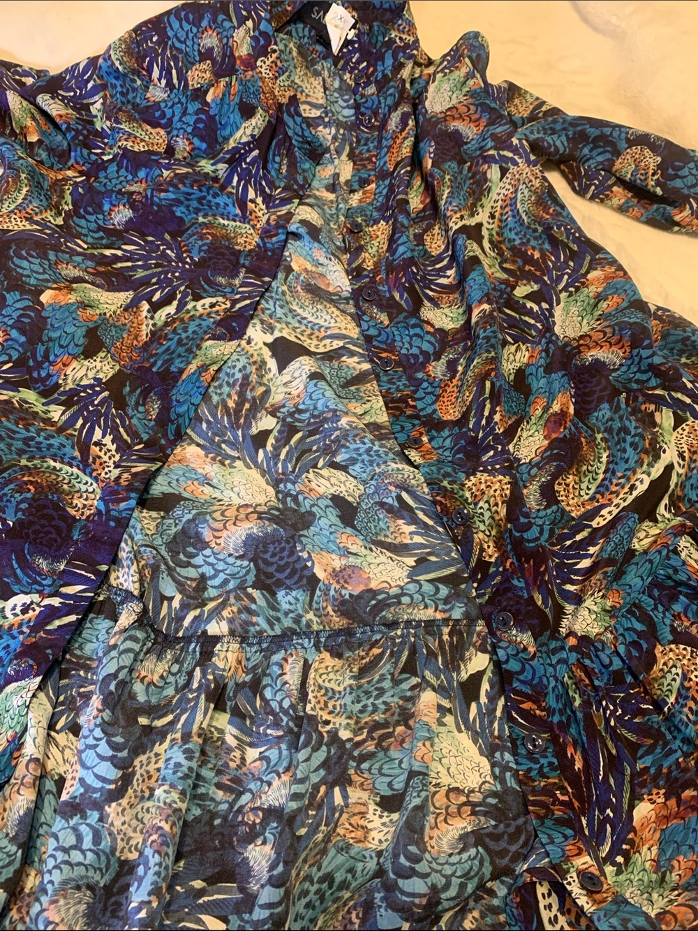 SALONI Multicolor Printed Tiered V-Neck Long Sleeve Dress - Picture 8 of 11